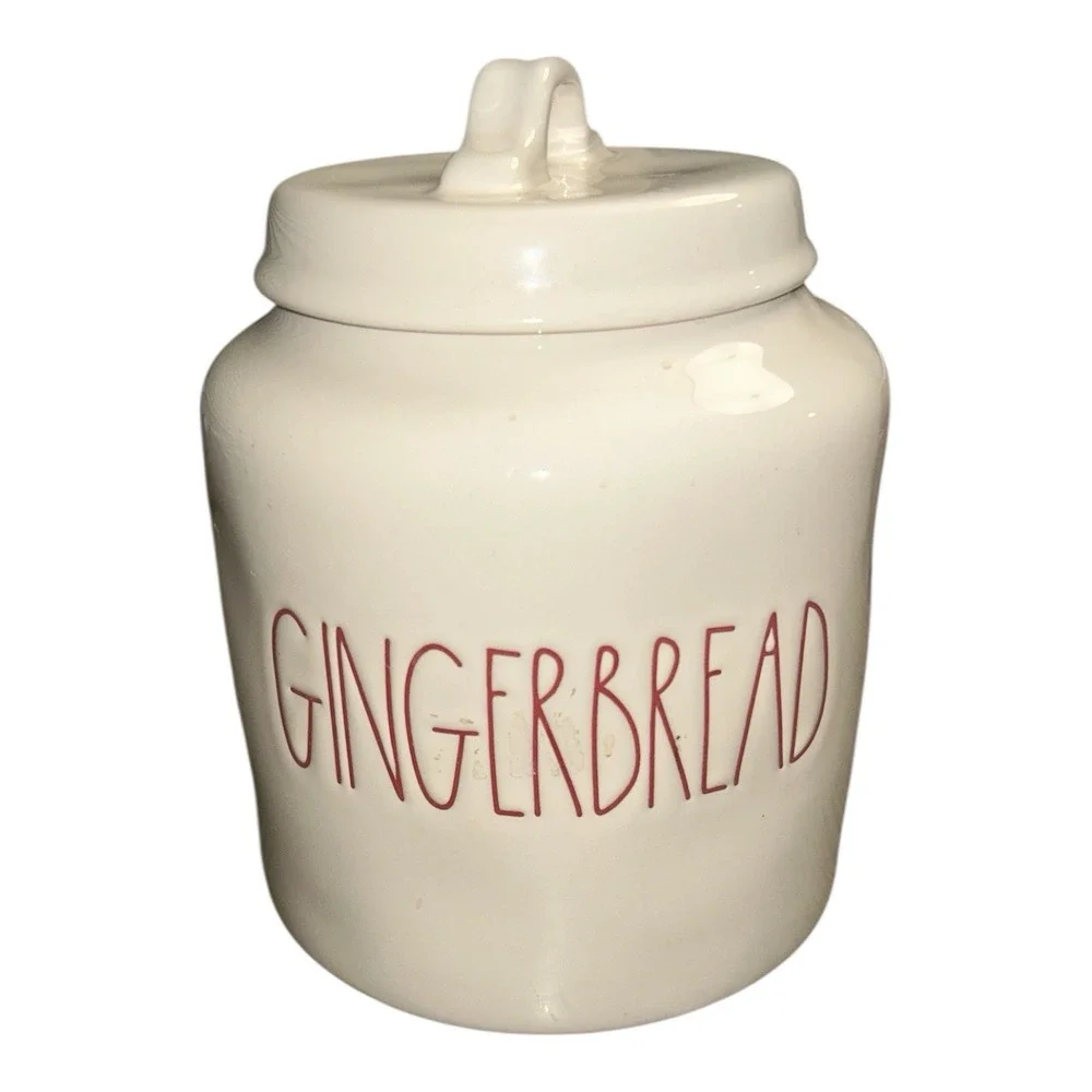 Rae Dunn GINGERBREAD Cookie Jar Canister Magenta Artisan Collection